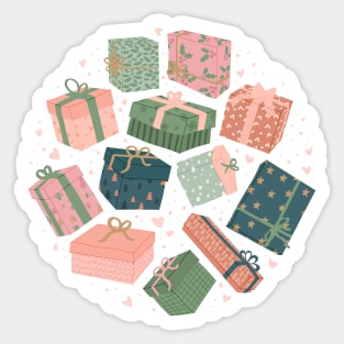 Christmas Gifts in Pink & Green Sticker